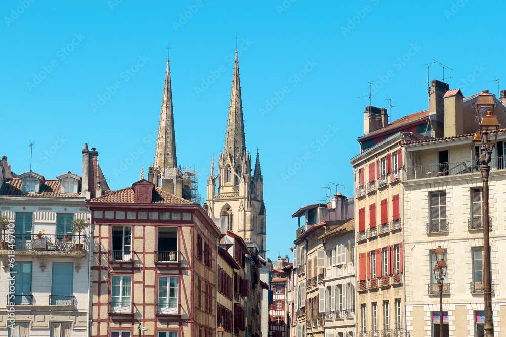 Old buildings in Bayonne town, Aquitaine, France. High quality photography