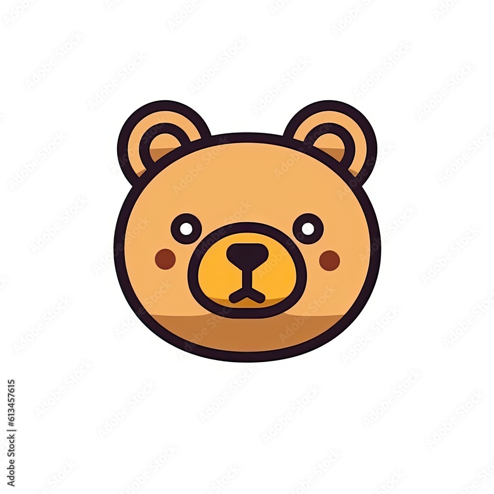 Portrait of Brown bear cute animal icon. Line style character avatar. Generative AI Portrait of Brown bear cute animal icon. Line style character avatar. Generative AI