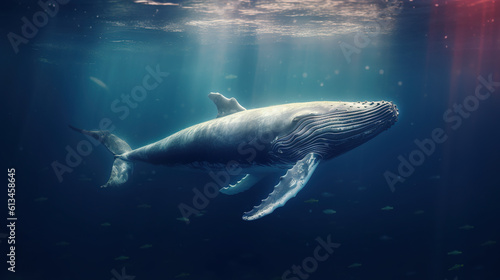 Whale swimming in deep blue sea © Elaine