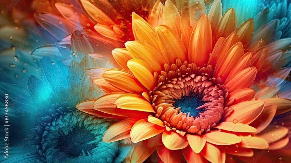 Gerbera flowers in floral spring background. Generative AI