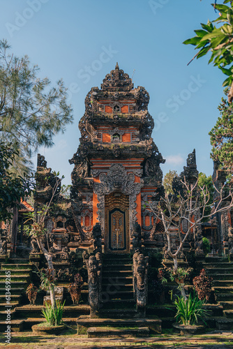Photo of traditional balinese temple. Holy asian pura architecture, indonesia tourist attraction