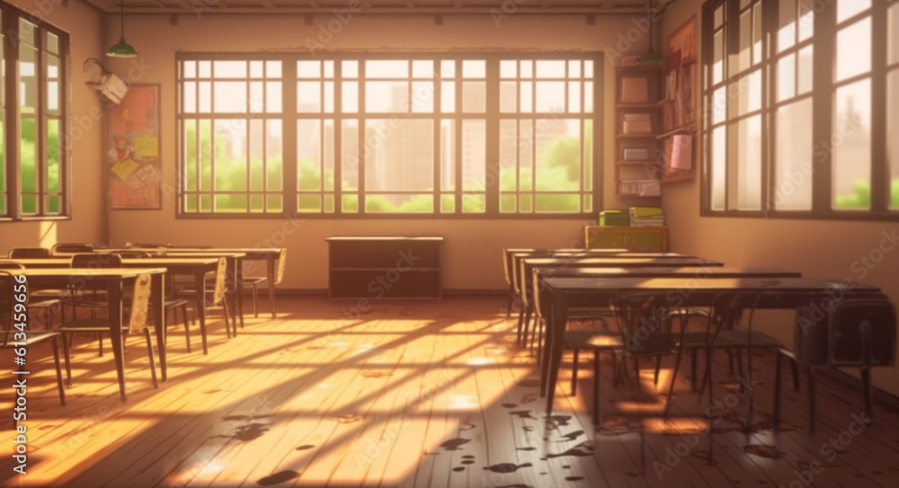 classroom interior with Generative AI classroom interior with Generative AI