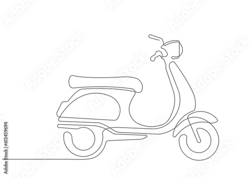 Motor scooter drawing.Motorcycle one line drawing.