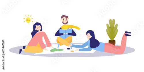 boy and girl studying together teamwork friendship discuss education learning concentration creativity drawing