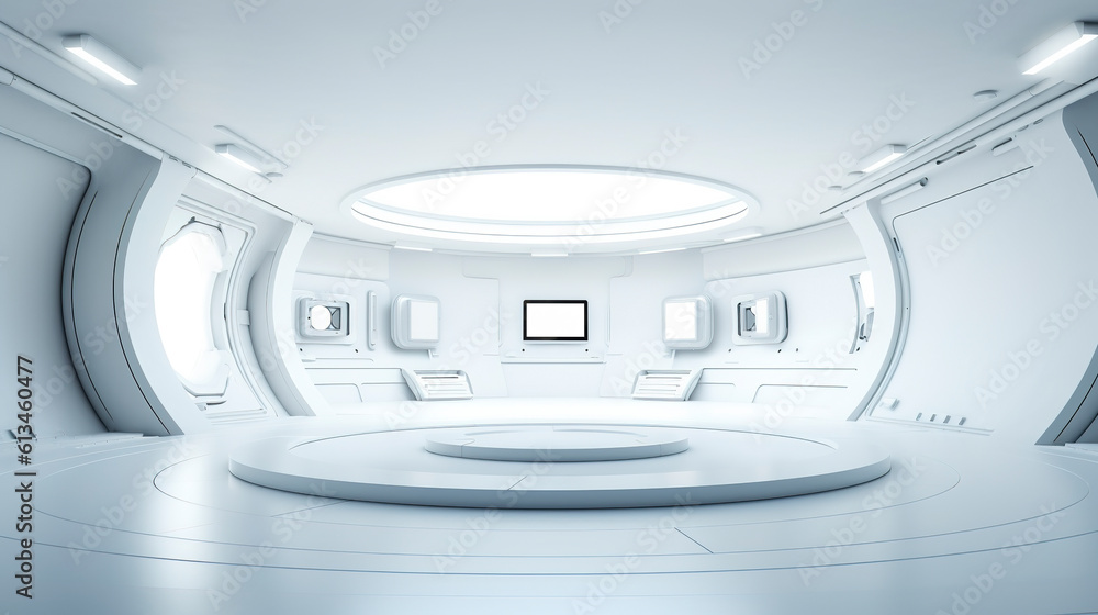 Obraz premium Modern futuristic Office Space. Created with Generative AI technology