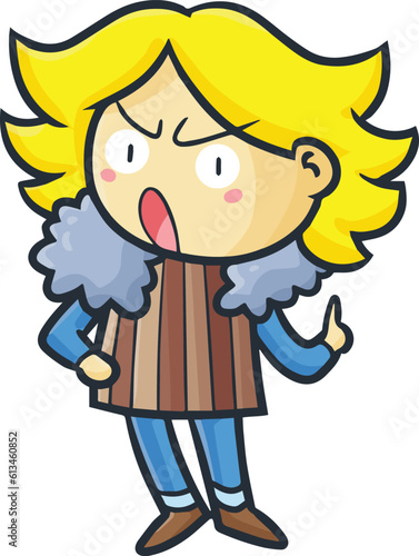 Funny yellow hair male with fashionable wardrobe cartoon illustration