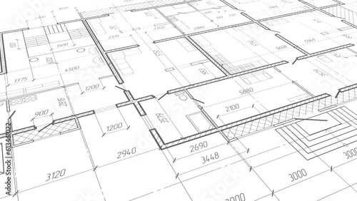 Architectural plan .House plan project .Engineering design .Industrial construction of houses . illustration .