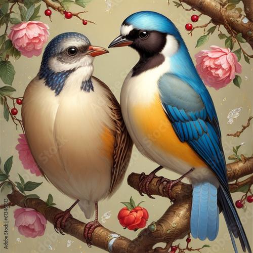 birds on the tree Generative AI