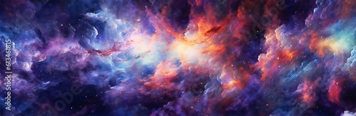 Space, the galaxy, intense light, the origin of the cosmos, mysterious atmosphere, Generative AI