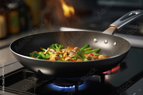 Chef In Restaurant Kitchen Preparing Food