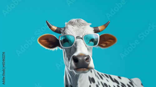 Hilarious Humor: Cute Cow with Sunglasses in a Playful Pose. 