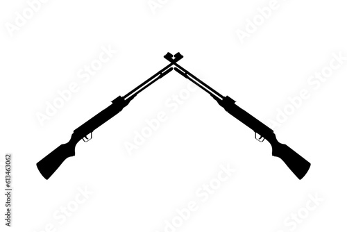 Weapon Silhouette, a long gun is a category of firearms with long barrels, for Pictogram. Logo, Apps, Website, Art Illustration or Graphic Design Element. Vector Illustration