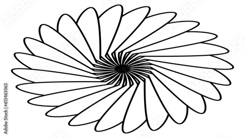 Isometric sun or flower shape outline isolated on white. Circular shape with petals. Clipart.