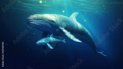 Pacific humpback whales and their calves
