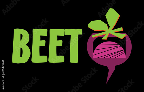 Vector illustration of a beet. Emblemma, Logo, Badge. Minimalism, clipping style. Vegetables.