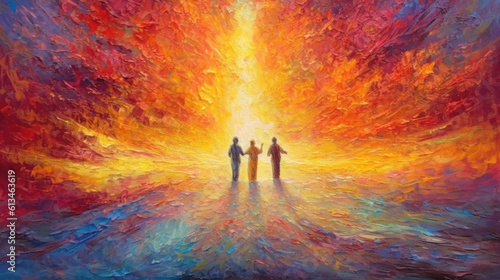 painting of Lgbtq painting of the celestial scene, vibrant impressionism of Pride Month 