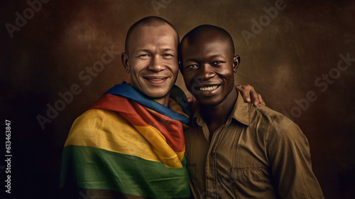 LGBT African Male couple looking at the camera 
