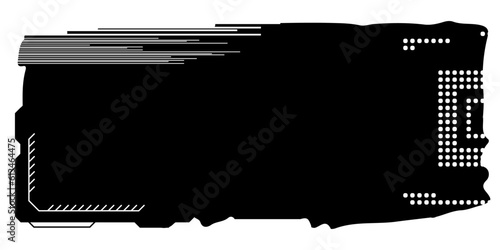 Rectangular design clipart in tech style isolated on white. Short tech plate with copy space. Clipart.