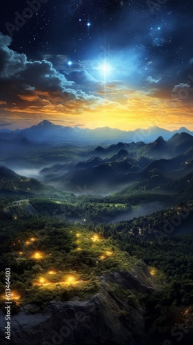 beautiful valley with milky sky