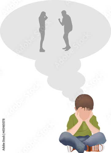 child sitting in solitude away from parents-