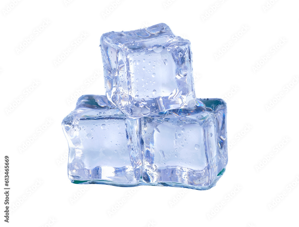 Three ice cubes isolated on transparent background PNG image Three ice cubes isolated on transparent background PNG image