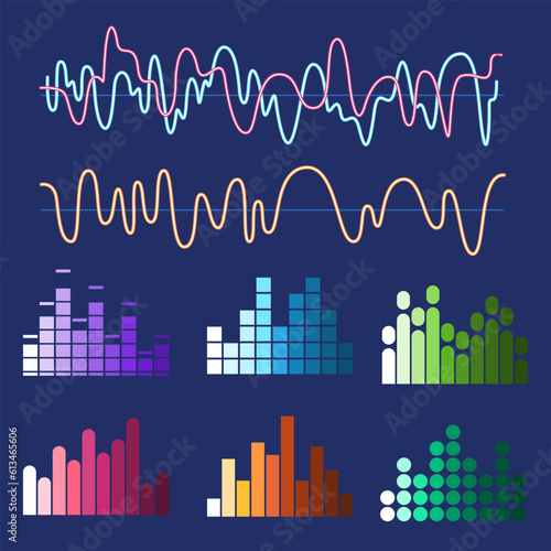 music waves colorful graphic equalizer music audio wavelength technology modern digital electronic
