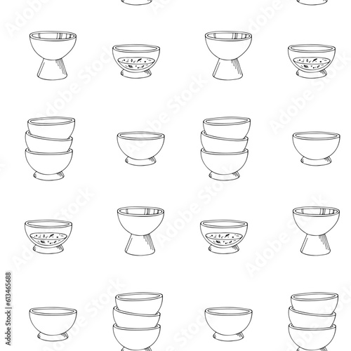 Seamless vector pattern with a tea party theme.  Japanese tea ceremony devices.