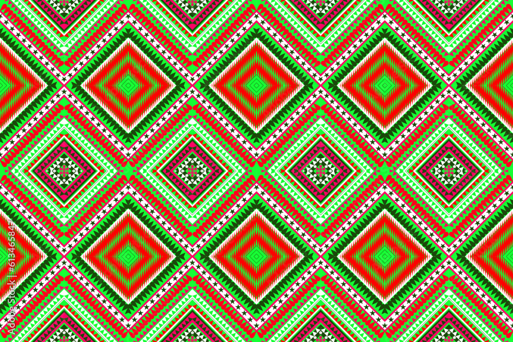 Seamless design pattern, traditional geometric zigzag pattern.red white green  vector illustration design, abstract fabric pattern, aztec style for textiles, 