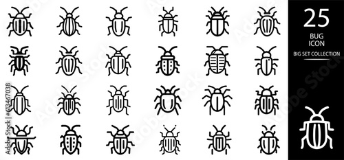 Bug vector icon. Perfect for web apps and mobile. Software bug or program bug line art vector icon.