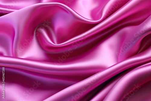 Glossy Magenta Velvet Fabric Texture Flows Across a Modern Abstract Background: A 3D Macro Photorealistic Illustration, Generative AI