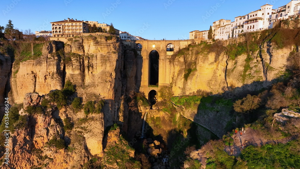 4k Aerial view of the medieval city of Ronda, Spain.