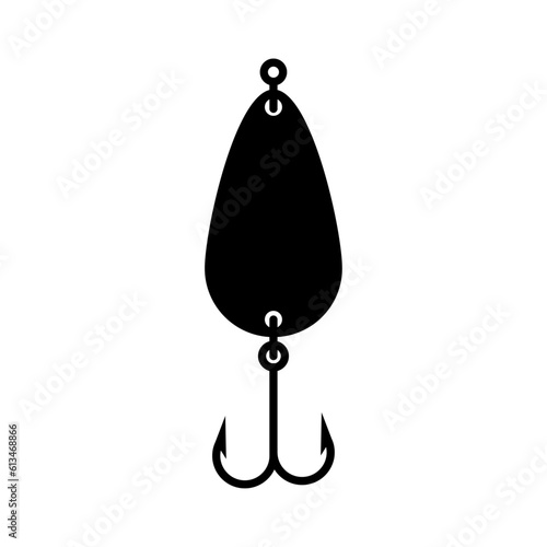 Logo de pesca. Icono aislado anzuelo doble de pesca