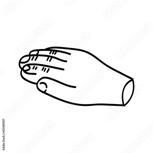 Hand drawn doodle outline icon of european severed hand of chocolate. photo