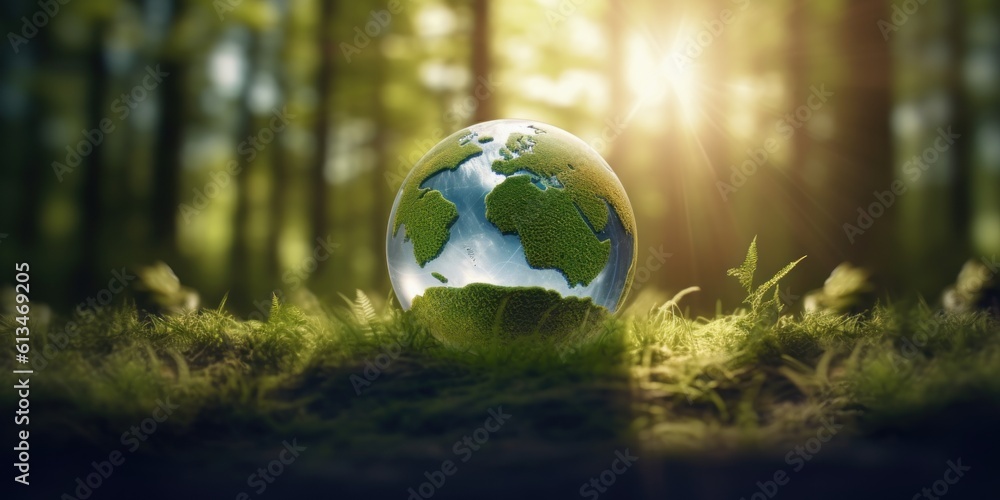 Earth on Green Nature Background. World Environment Day and Earth Day. Generative Ai Earth on Green Nature Background. World Environment Day and Earth Day. Generative Ai