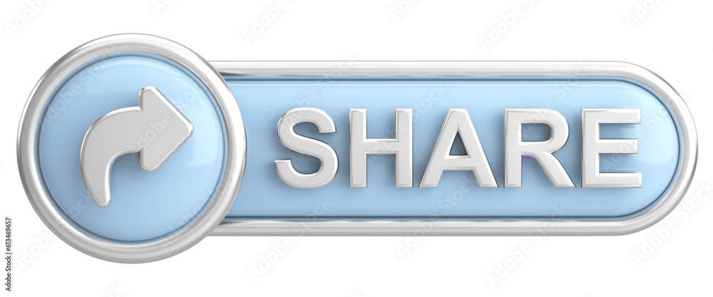 Share button. Share icon. 3D illustration. Share button. Share icon. 3D illustration.