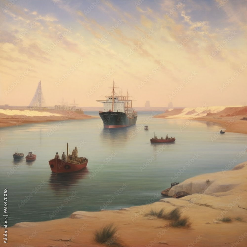Obraz premium Suez Canal. Generative AI.