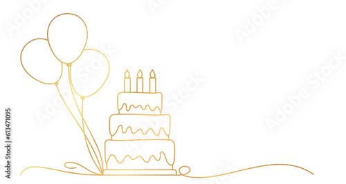 cake with balloon art style. birthday element vector eps 10