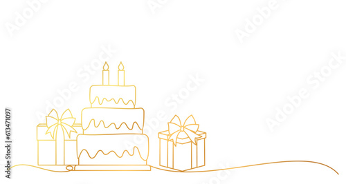 birthday cake with box gift art style. birthday element vector eps 10