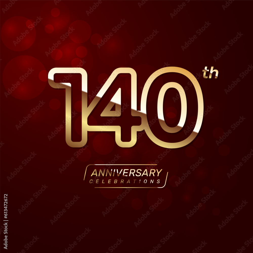 140th year anniversary logo design with a double line concept in gold color 140th year anniversary logo design with a double line concept in gold color