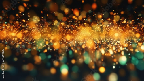Abstract gold and green dust particle background