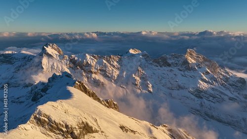 Aerial View of the Mountain Seantis in the Swiss Alps, Switzerland. Santis