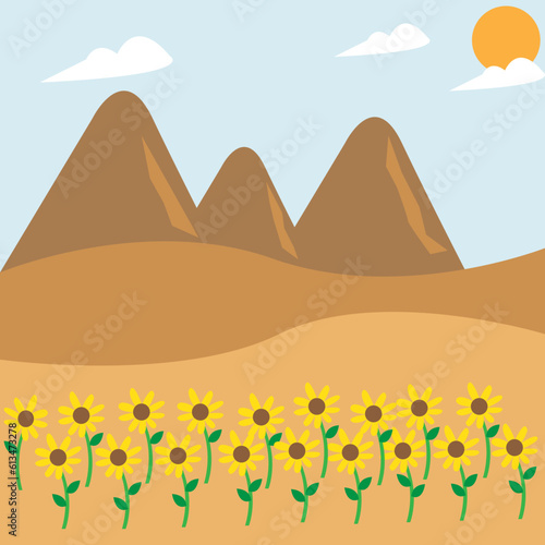 Sand and Sunflowers Illustration