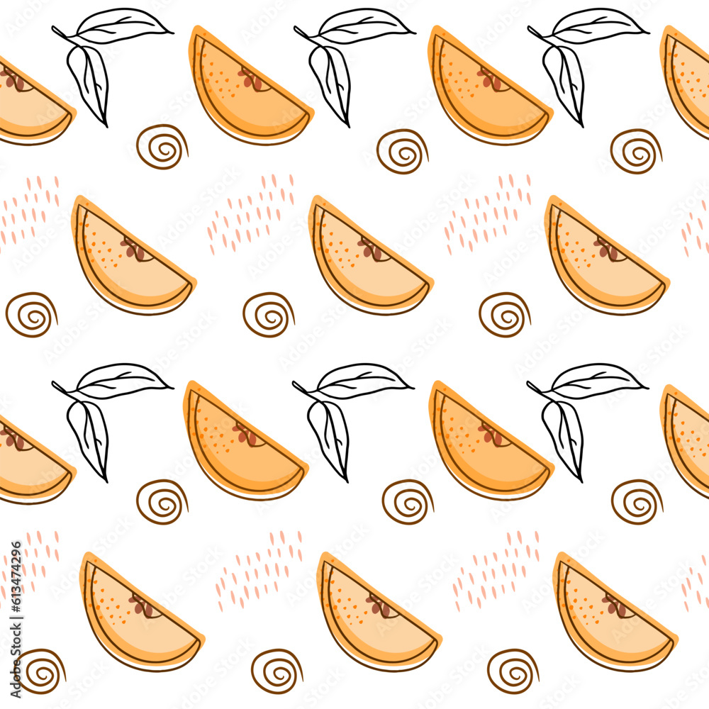A set of cute vector seamless patterns with abstract flowers, fruits with simple shapes, leaves A set of cute vector seamless patterns with abstract flowers, fruits with simple shapes, leaves