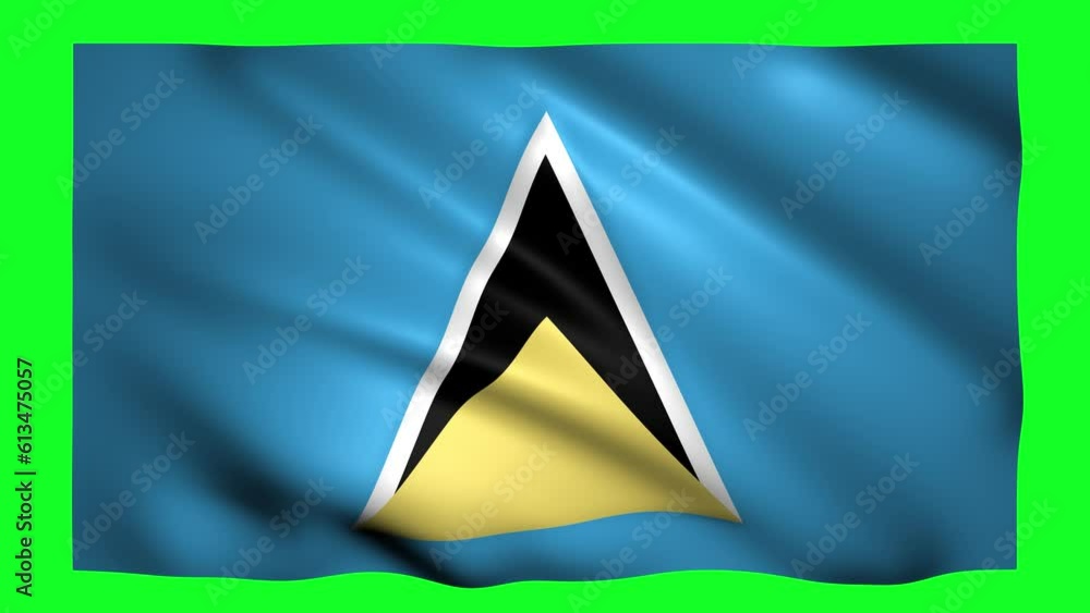 Saint Lucia flag on green screen for chroma key Saint Lucia flag on green screen for chroma key