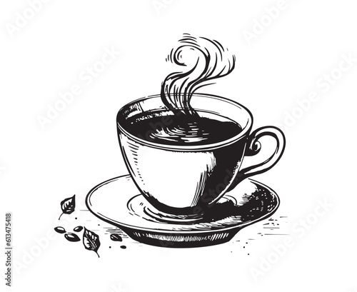 Cup of coffee hand drawn	

