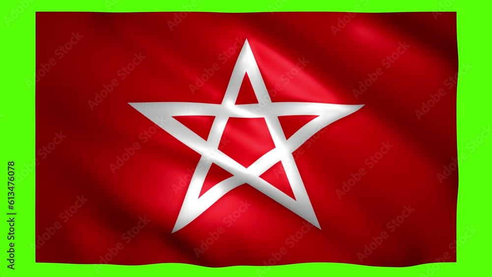Star symbol on the red flag on green screen for chroma key Star symbol on the red flag on green screen for chroma key