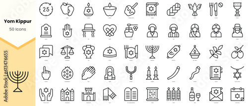 Set of yom kippur Icons. Simple line art style icons pack. Vector illustration