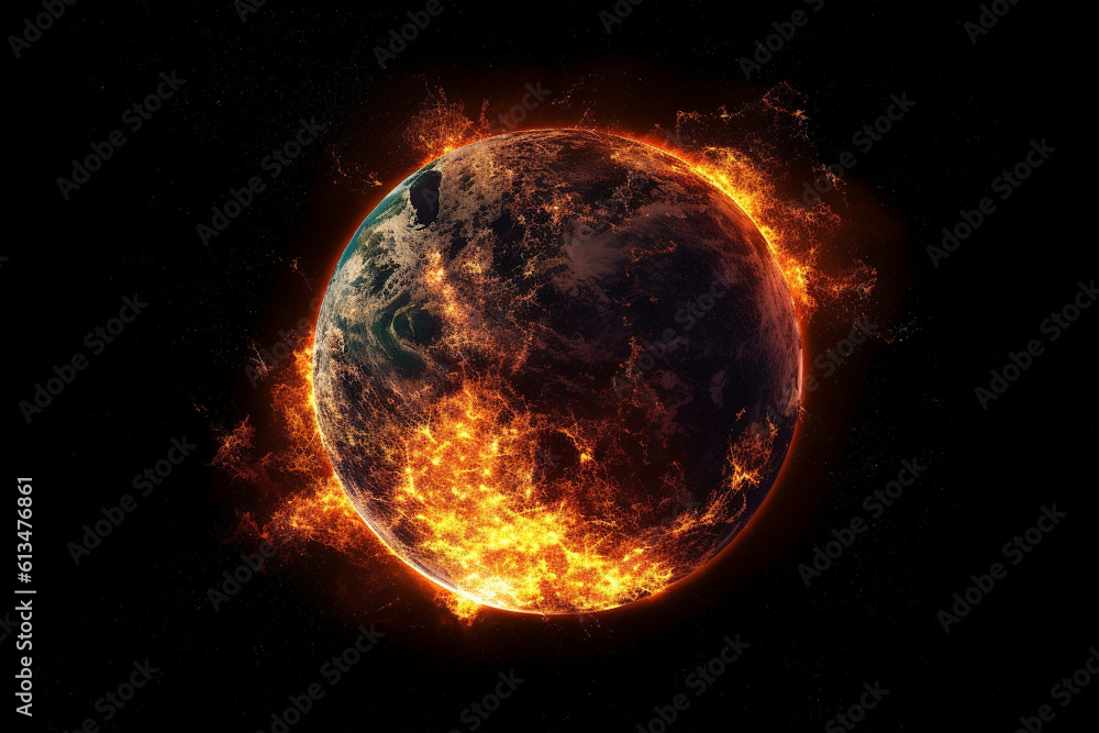 The Earth on Fire, Representing A Post-Apocalyptic Earth, Generative AI The Earth on Fire, Representing A Post-Apocalyptic Earth, Generative AI