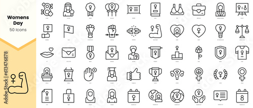 Set of womens day Icons. Simple line art style icons pack. Vector illustration