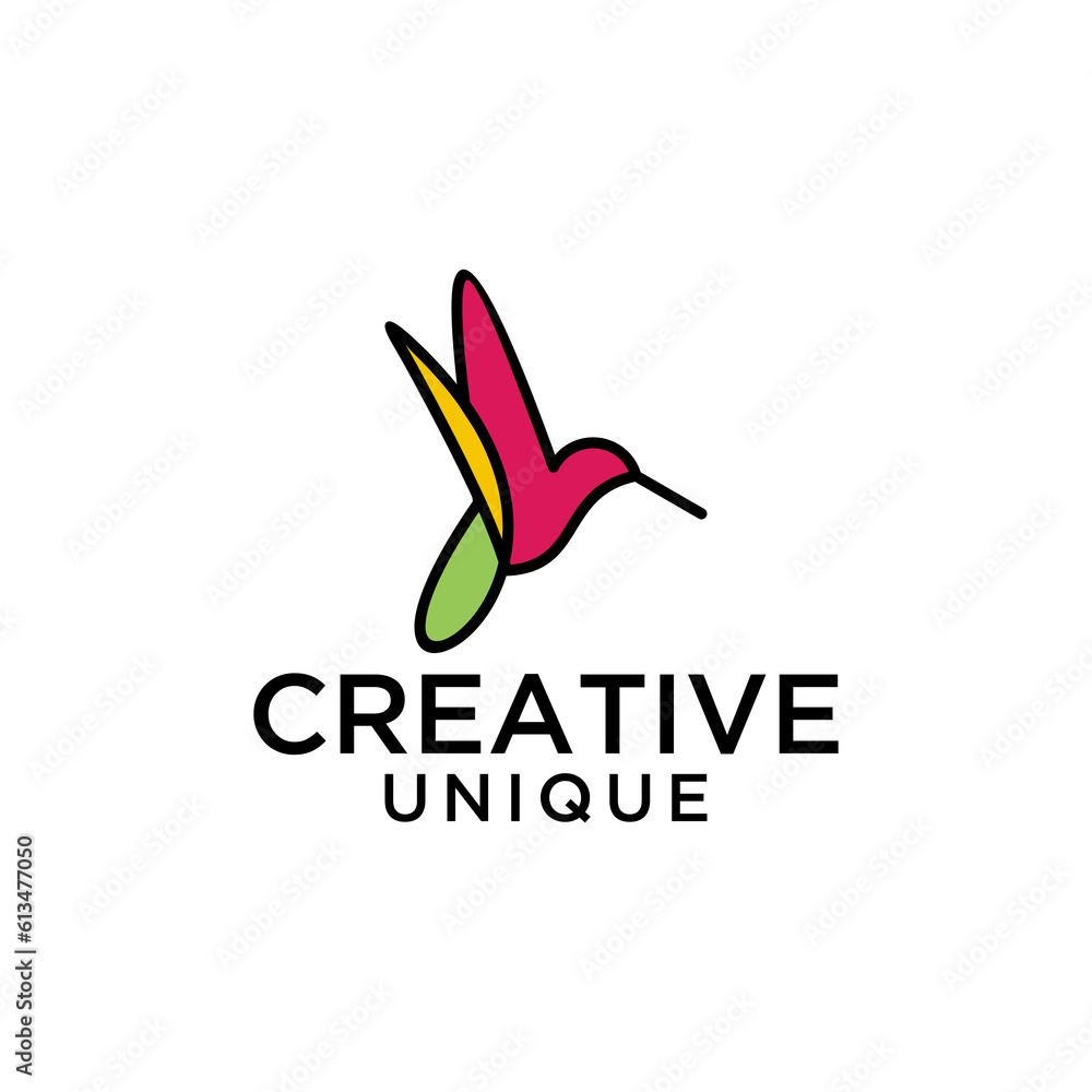 Hummingbird vector logo line art with catchy and unique color Hummingbird vector logo line art with catchy and unique color